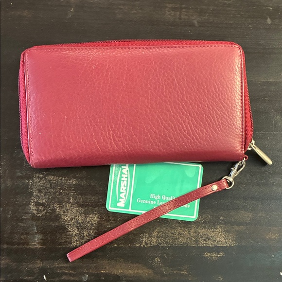 Marshall Leather Zip Wristlet - Raspberry Pink - Picture 3 of 4